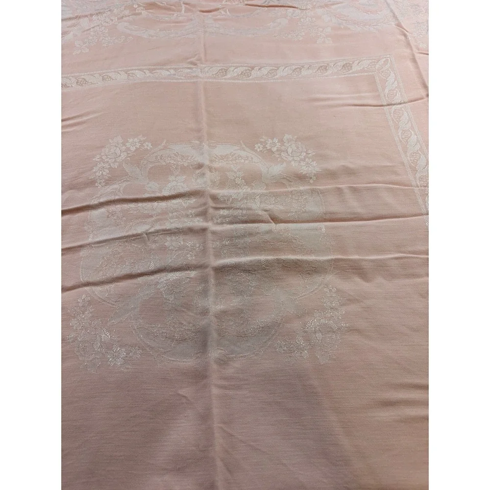 Jacquard Weave Peach Tablecloth Square‎ Farmhouse Cottagecore 47